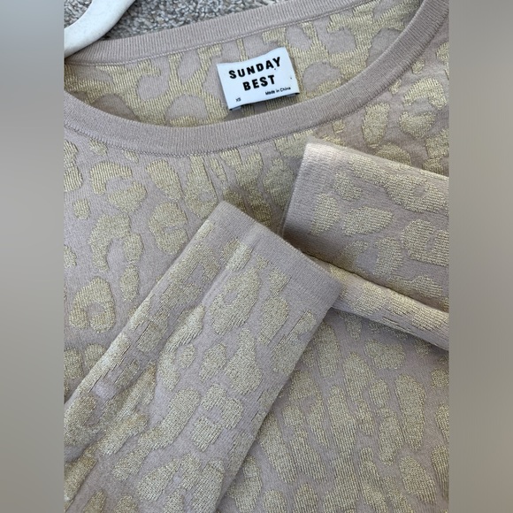 Sunday Best Aritzia, Long Sleeve Crop Top - subtle animal print 🐆 beautiful 🧡 - Picture 2 of 8